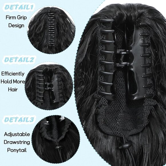 Ponytail Extension Synthetic 18 Inch Curly Wavy Clip in Hair for Women main image 6